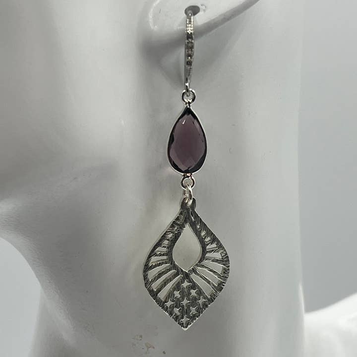 Boucle d'oreille en pierre précieuse / Améthyste hydro quartz poire en argent pour la vente par Ritzy Roxx