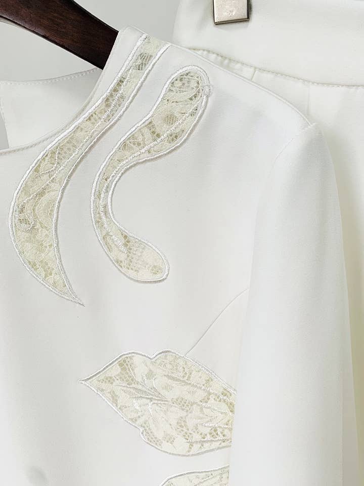White SET113 Elegant Lace Bell Sleeve Set for wholesale on Faire