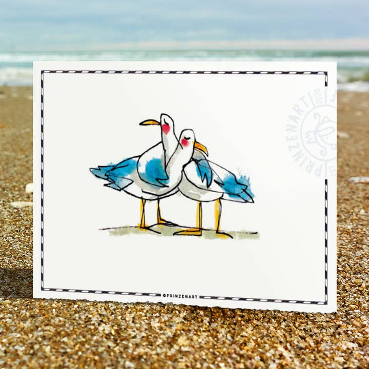 Postcard "Without Words" | Maritime Card Hug Seagulls for wholesale by Prinzenart