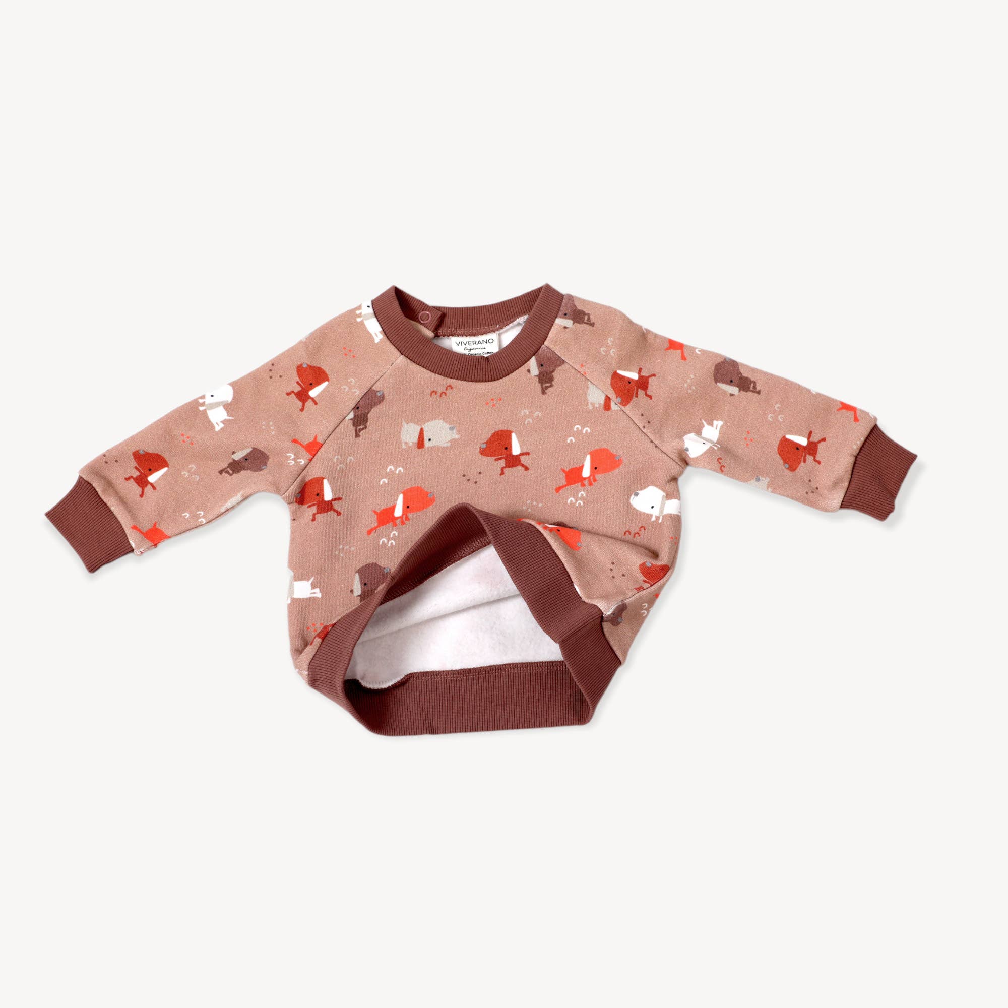 Rust Brown Yoga Dog FLEECE Baby Sweatshirt & Jogger Set -Organic Cotton for wholesale on Faire4