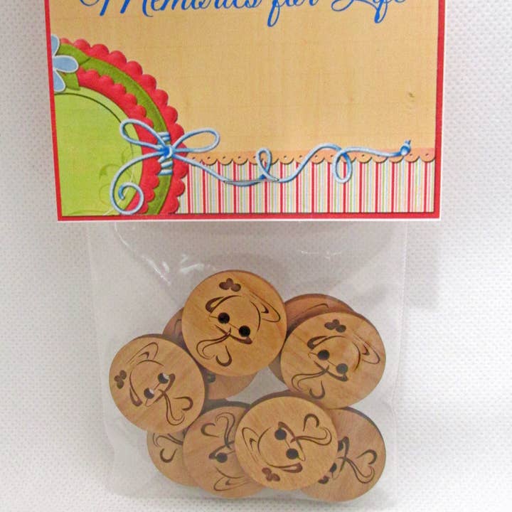 Memories for Life - Wholesale Sewing Button/Snap - Wood Buttons - Crochet Heart - Set of 103