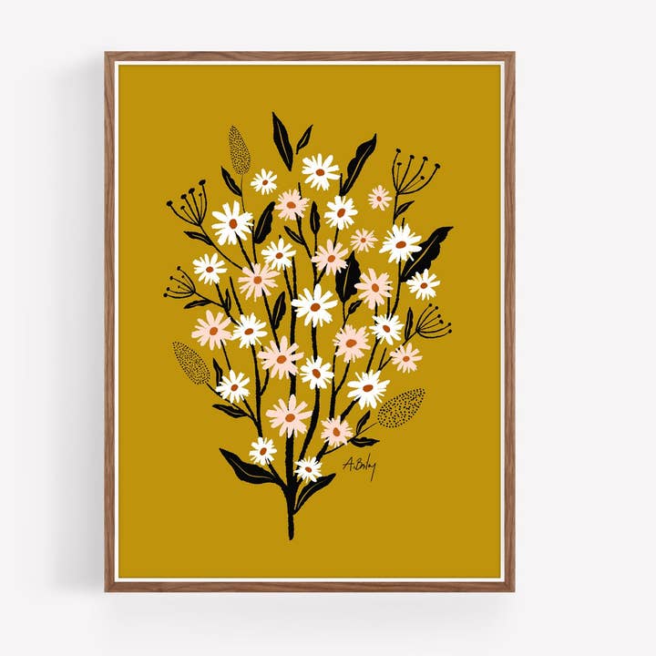 Sunshine Daisies - floral illustration prints for wholesale by Annie Bailey Art