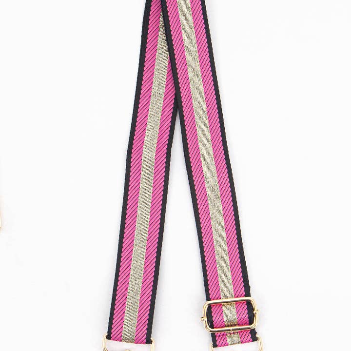 Cailean Woven Bag Strap - Fuchsia, Glitter Stripe for wholesale by Sarta