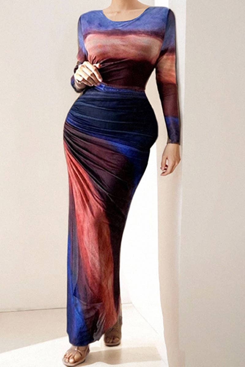 Mccolin - Vente Robe – femme - Robe décontractée à manches longues et imprimé abstrait4