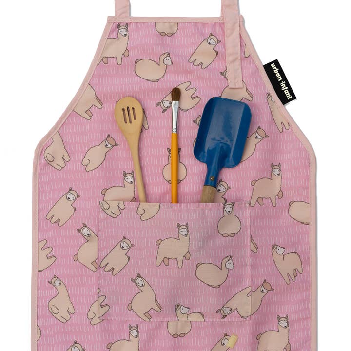 Urban Infant - Wholesale Apron - Kids - Little Helper Kids Apron, Washable Cotton/Poly - Llamas1