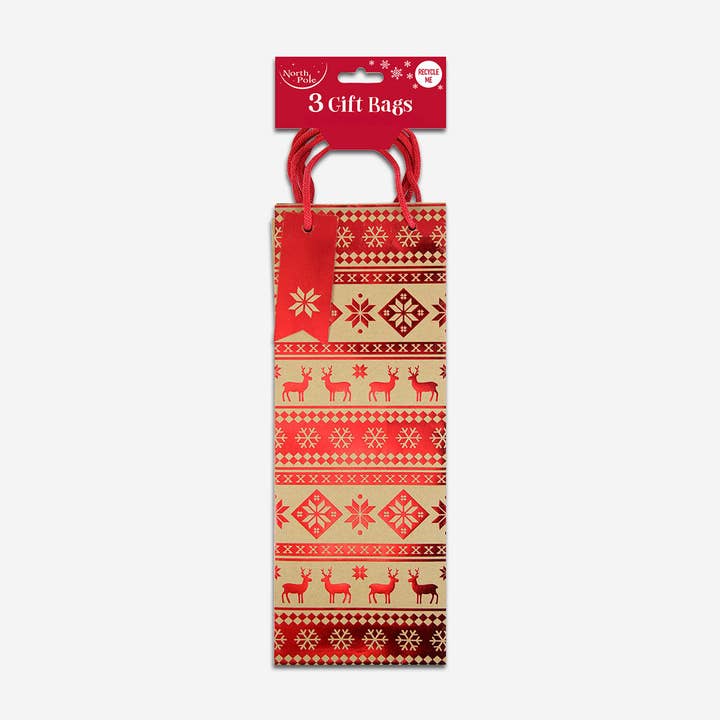 Festive 3 pack Christmas Bottle bags for wholesale by Pigment Productions Ltd