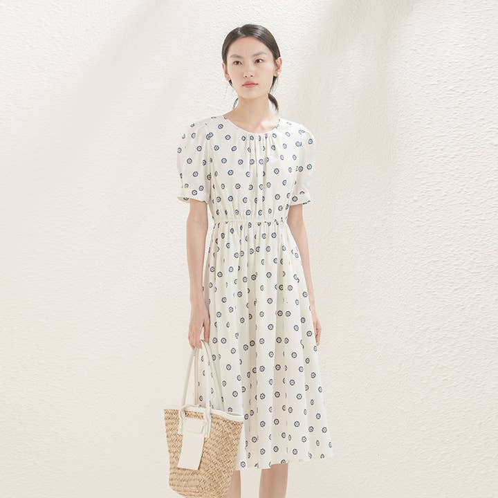 Vestido midi estampado sereno por atacado de Justzzu