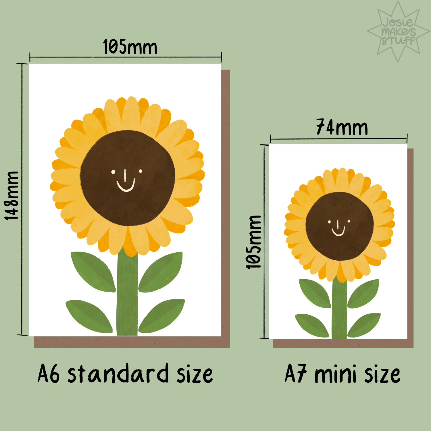 Josie Makes Stuff - Wholesale Everyday Greeting Card - Sunflower - Friendly Smile art card 3