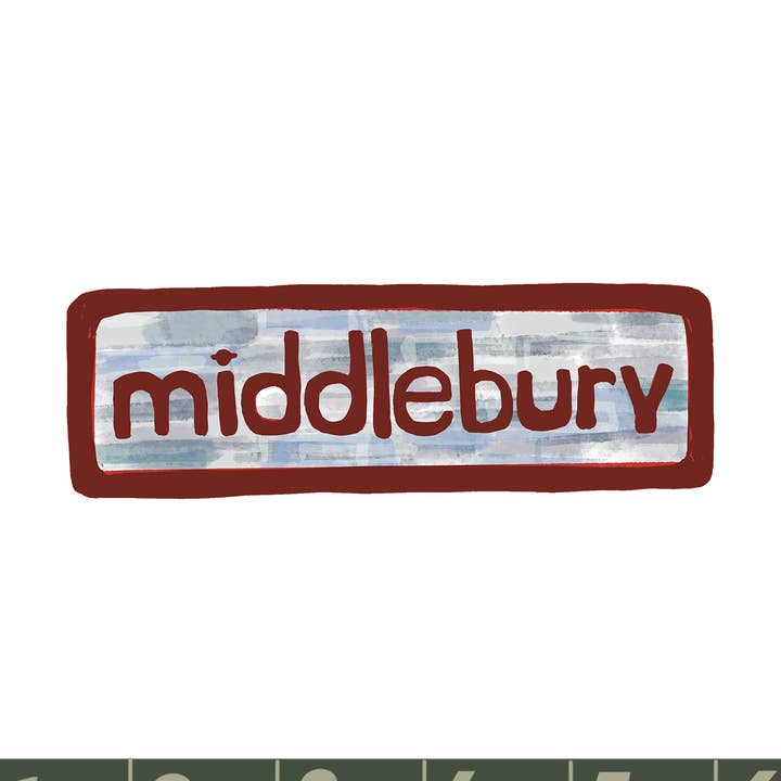 Destination : Middlebury (Vermont) - Aimant ou autocollant - Effet marbre pour la vente par Hudson Illustration Co - About Town Co