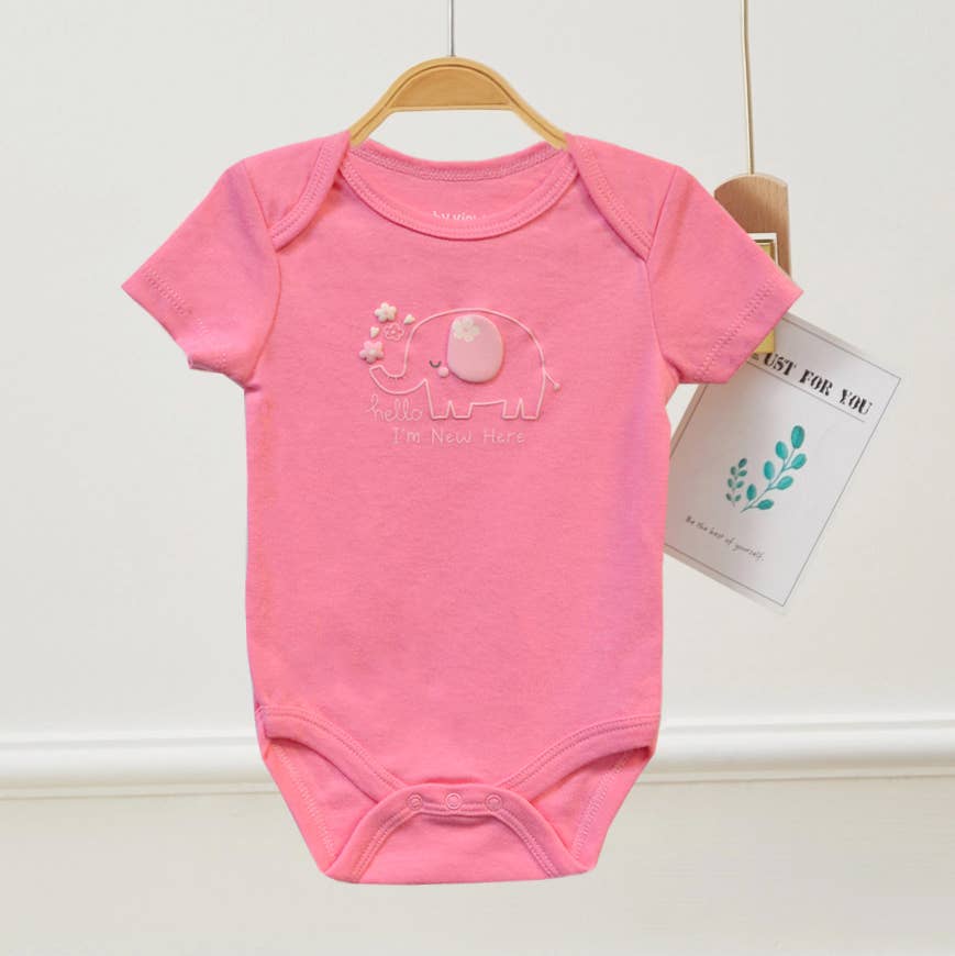 Lollipop Dreams - Wholesale Bodysuit (Non-Footed) - Baby - Pack of 3 Baby Elephant Puff Screen Print Pattern Bodysuits1