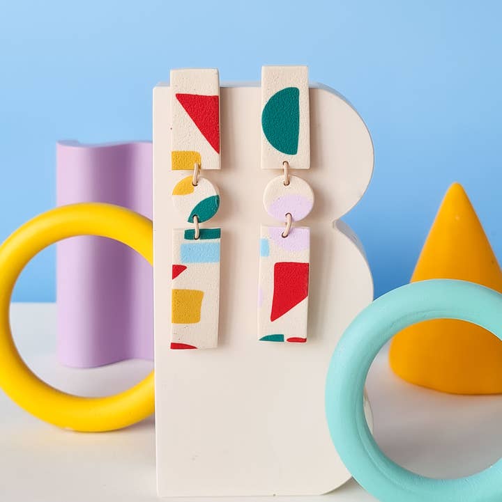 Mono - Wholesale Dangle Earrings - colorful patterned handmade clay earrings in 19 varieties35