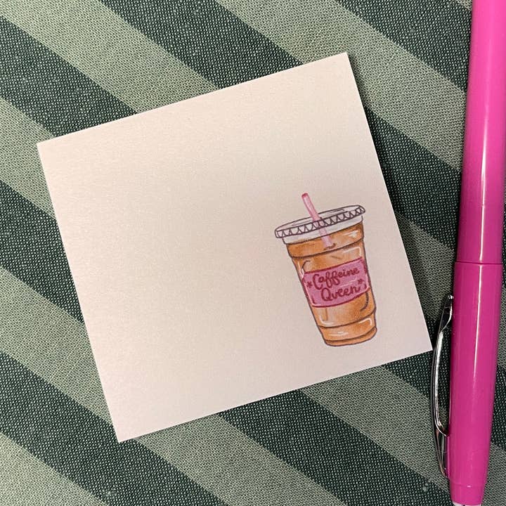 Caffeine Queen Iced Coffee Cold Brew BFFs Sticky Notes for wholesale by The Shelley Society