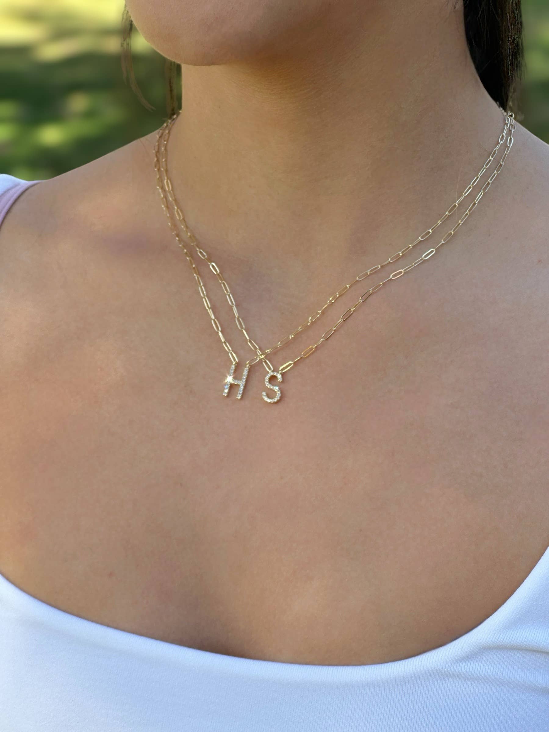 Amelia Rose Jewelry - Wholesale Pendant/Charm Necklace - Grand Diamond Initial Necklaces-All Letters Gold1