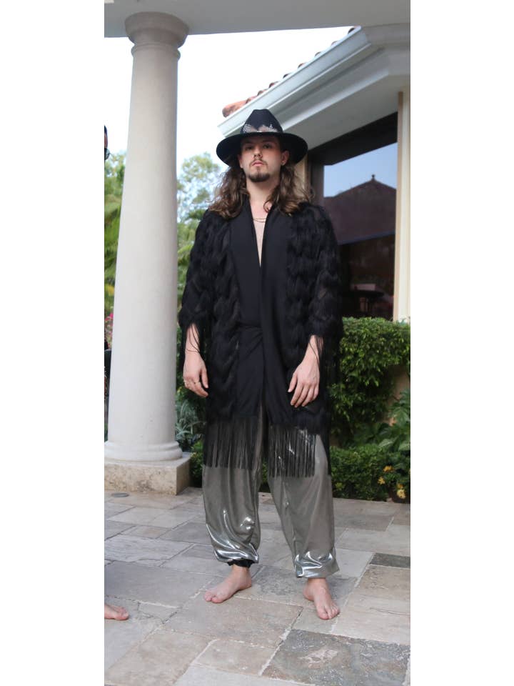 Festivo kimonos - Wholesale Kimono - Women's - The Fringed Kimono - Black - Unisex - Festival Clothing