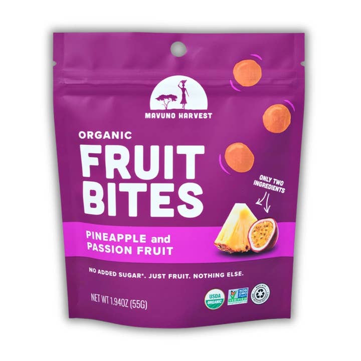 Bouchées de fruits biologiques : Ananas et fruit de la passion pour la vente par Keystone Cheese