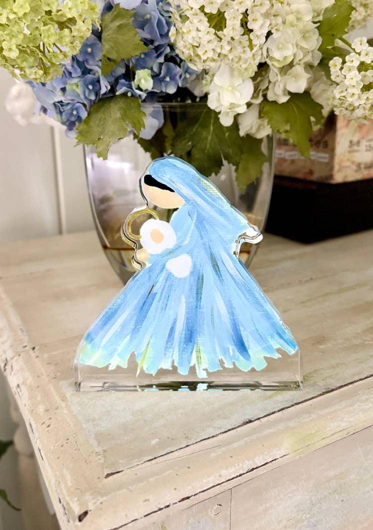 Lemondaisy Design - Wholesale Decorative Tabletop Object - Acrylic Block Madonna and Child Art