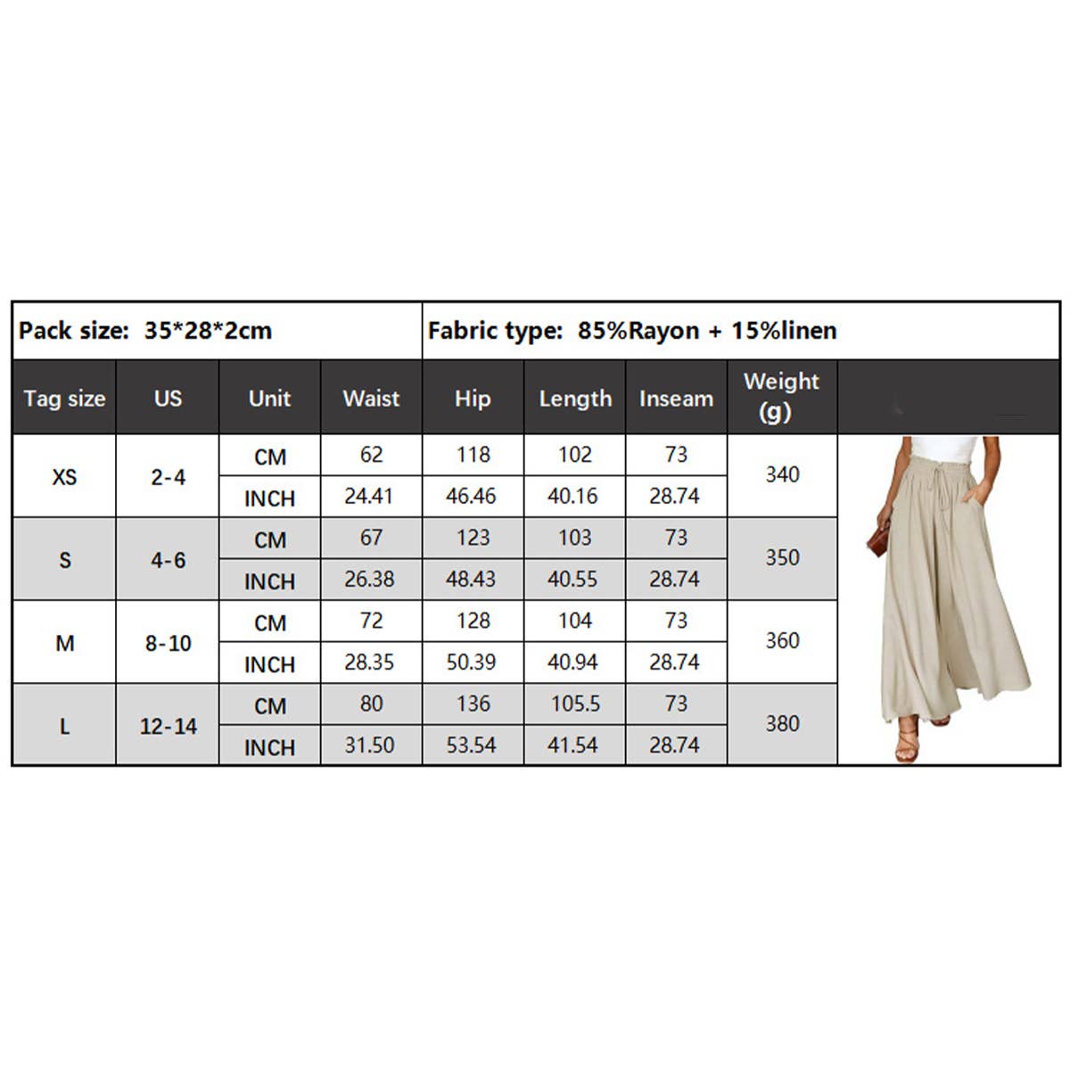 Lily Clothing - Wholesale Pants - Women's - High waist comfort cotton hemp wide leg culottes7