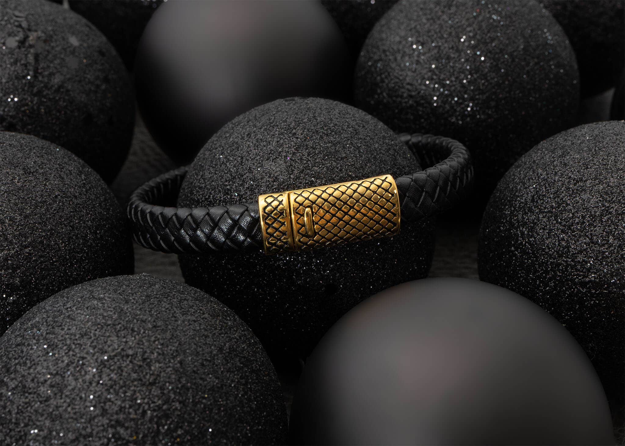 WJW - Wholesale Jewelry - Men's - 18K Gold Stainless Steel Leather Metal Clasp Mens Bracelet2