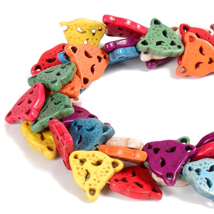 CRCBEADS - Wholesale Beads - Multi-color Howlite Turquoise Leopard Head Beads Size 21mm 15.5'' Strand1