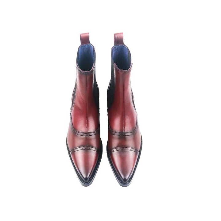 Pinto Di Blu – wholesale Chelseaboots – Dam – Western Chelsea boot modell 9951 - Rött Läder