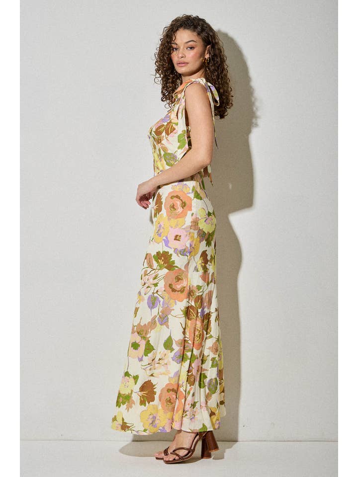 SKYLAR ROSE - Vendita all'ingrosso Vestito - Donna - Abito Midi Estivo Romantico Vintage con Motivi Floreali e Spalline Annodate2