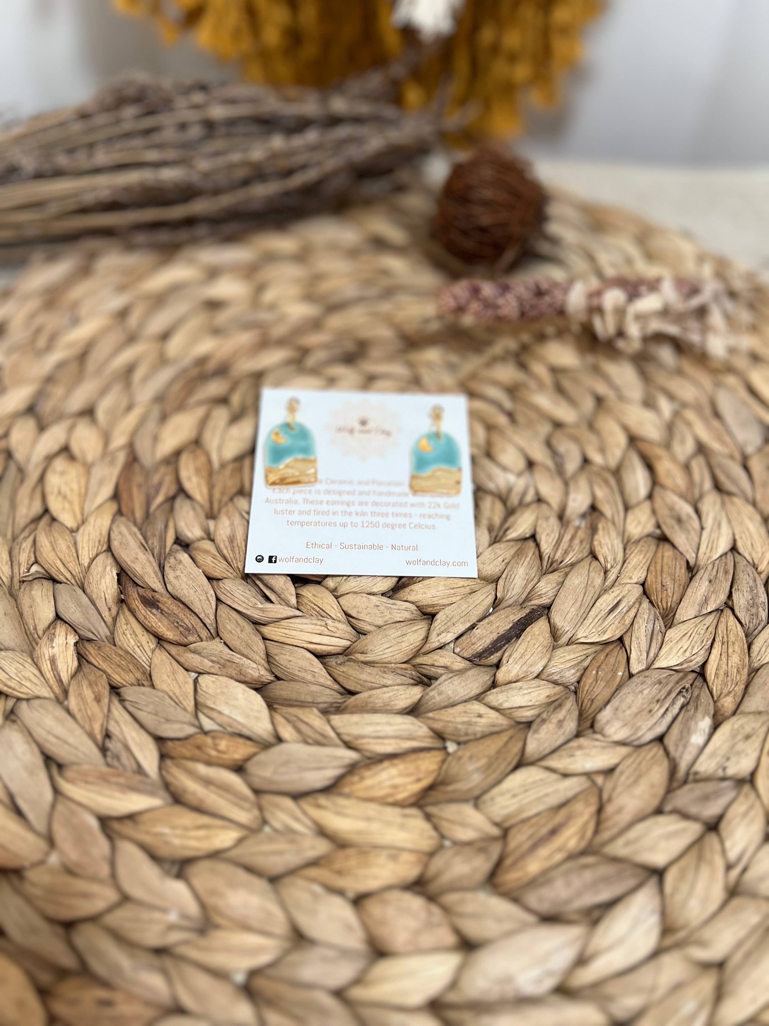 Wolf and Clay Pty Ltd – wholesale Dangle earrings – Landscape - Ceramic Earrings3