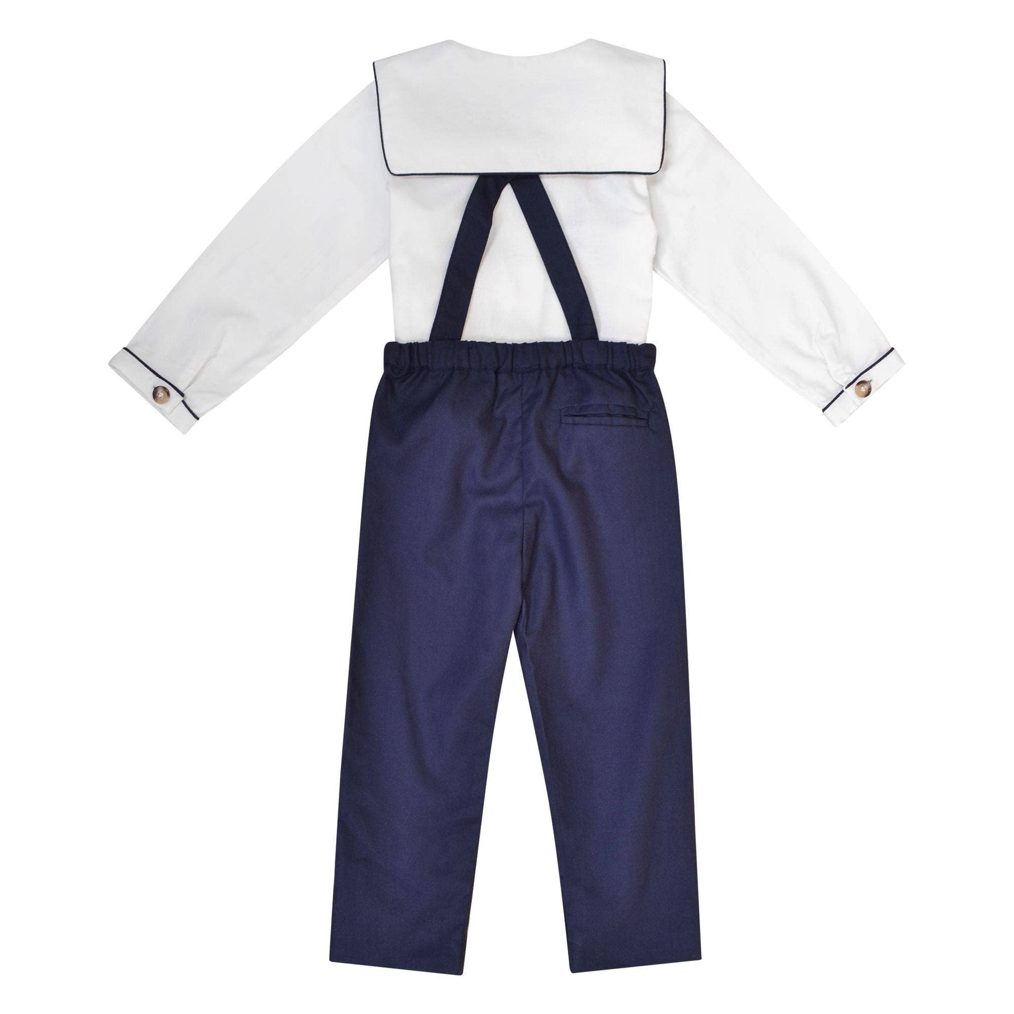 Kidiwi handmade - Wholesale Pants - Kids - Bertrand, Boys' trousers with removable suspenders, in navy organic cotton twill2