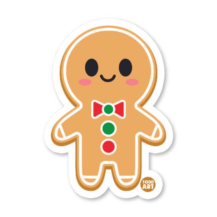 Gingerbread Man Sticker for wholesale by Boo Boo Buddies