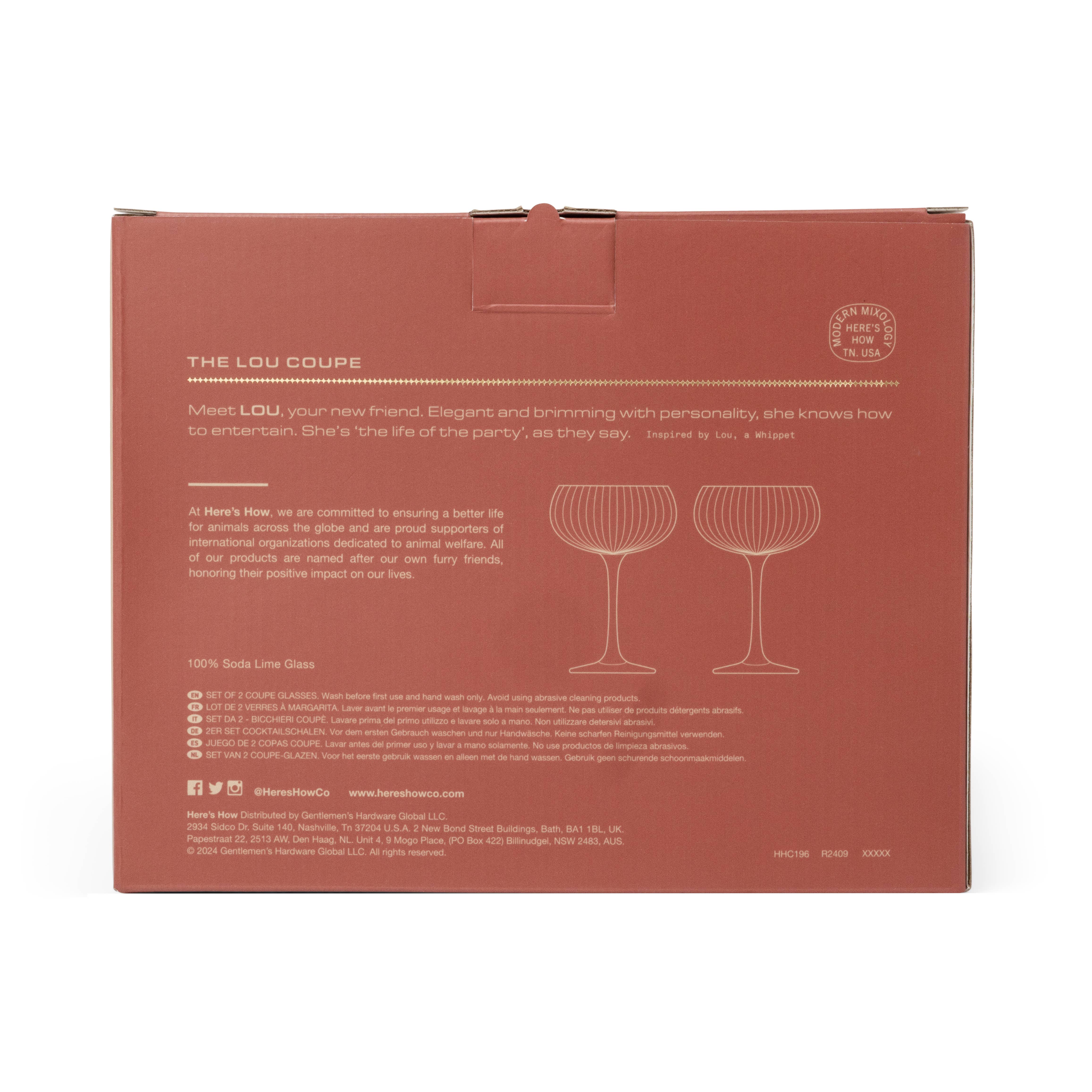 Here's How - Wholesale Cocktail/Liquor Glass - The Lou Coupe Glass - Set Of 2 Amber2