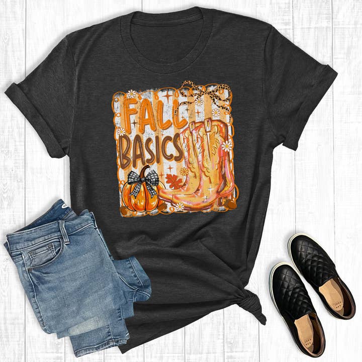 Western Retro Fall Basics Boots Graphic Tee for wholesale by The Way Down South