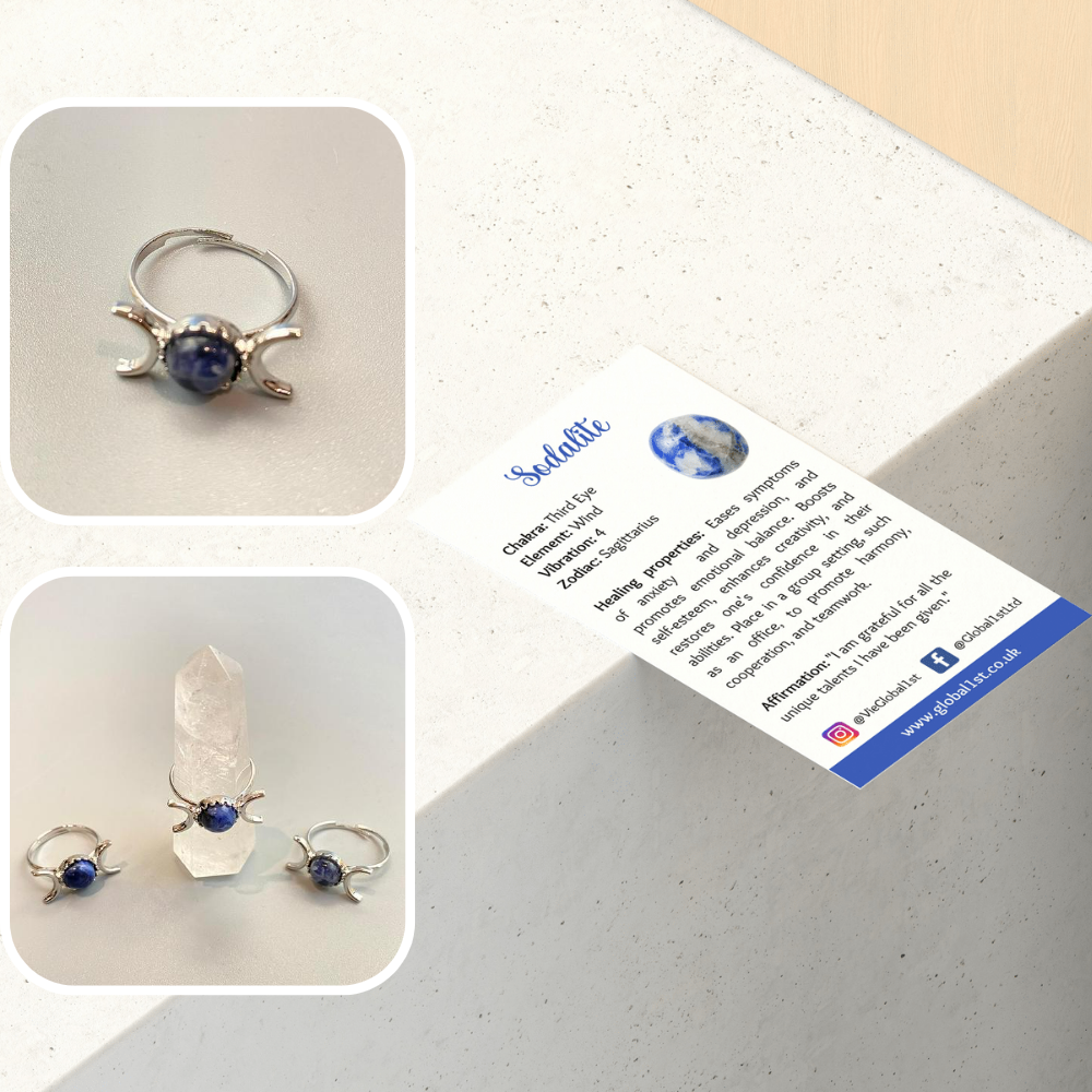 VIE – wholesale Single stone/solitaire ring – Adjustable Triple Moon Ring with 0.5cm Gemstone30