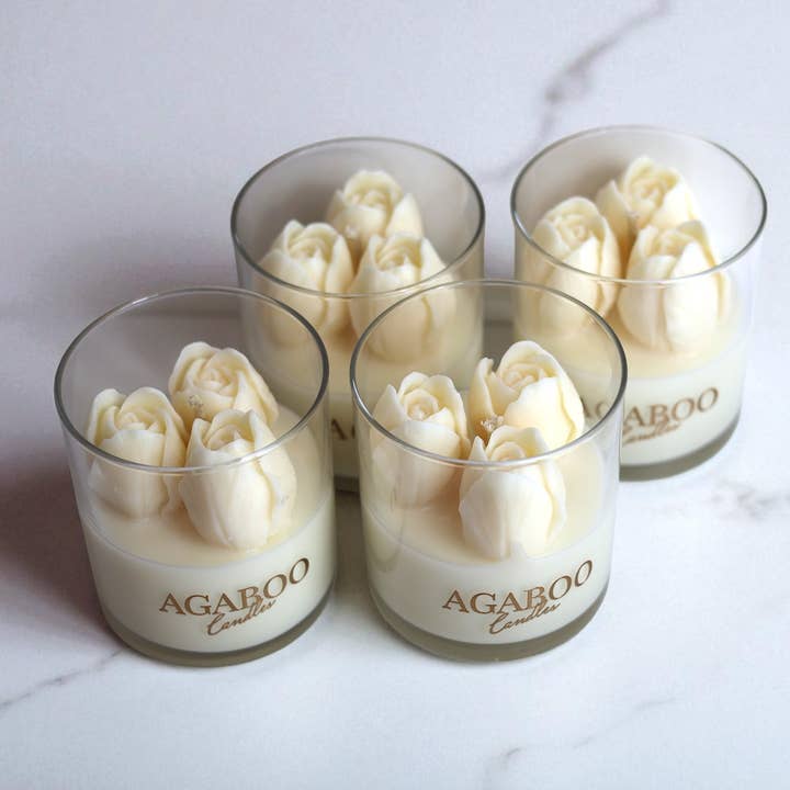 Tulip Blossom Candle 9oz 3.5x3 1/4in - Container for wholesale by Agaboo Candle