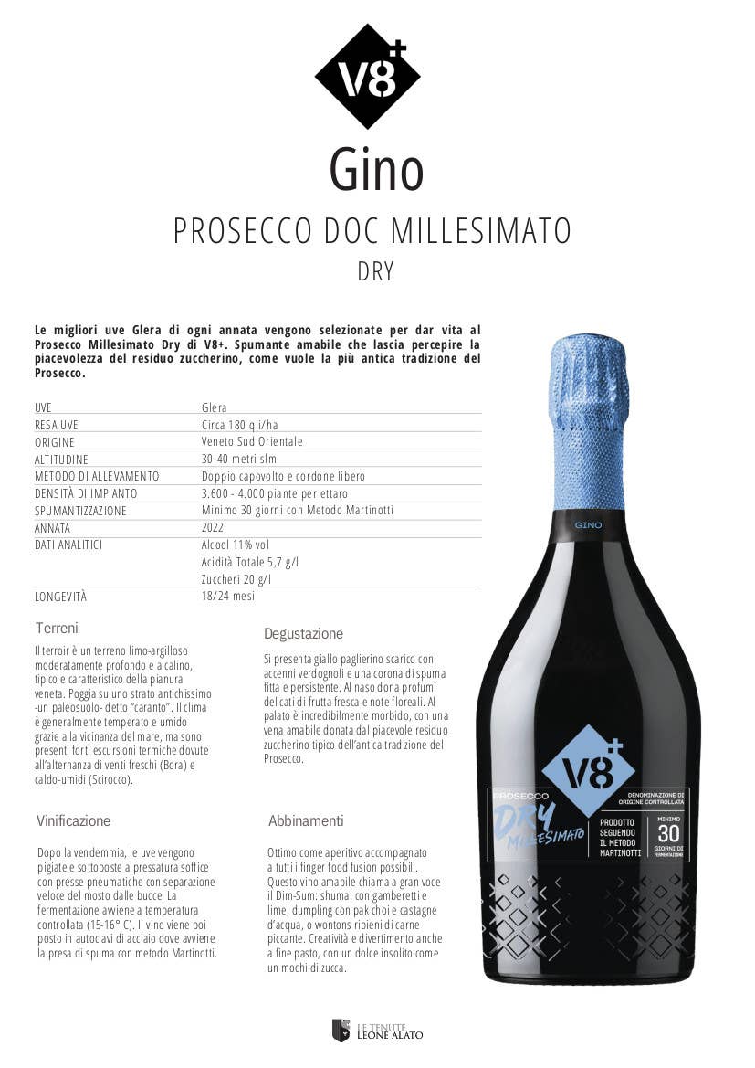 Metina SAS - Wholesale Champagne/Sparkling Wine - Sior Gino Prosecco Millesimato Dry Vineyeards V8+ 75 cl.3