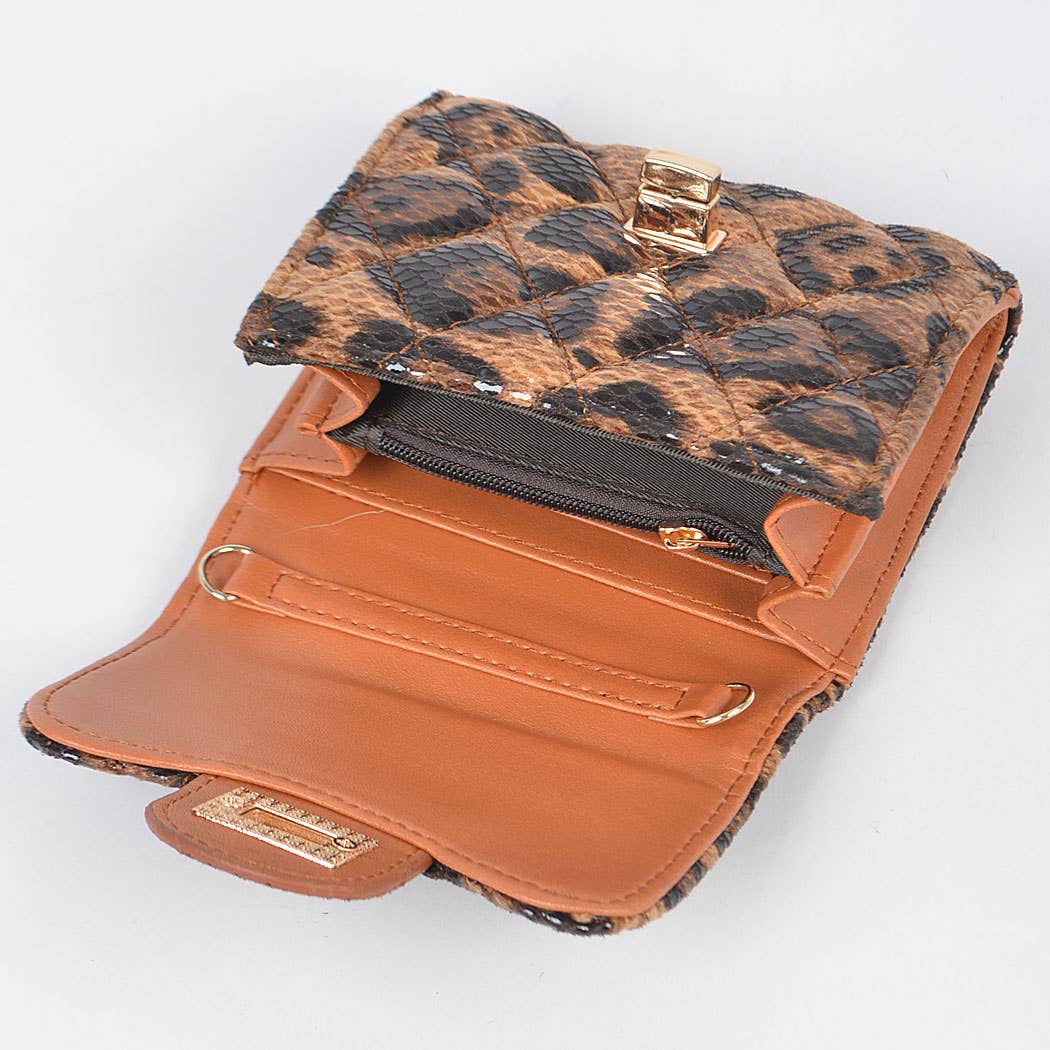 Leopard Quilted Leo Cross Body Small Wallet for wholesale on Faire1