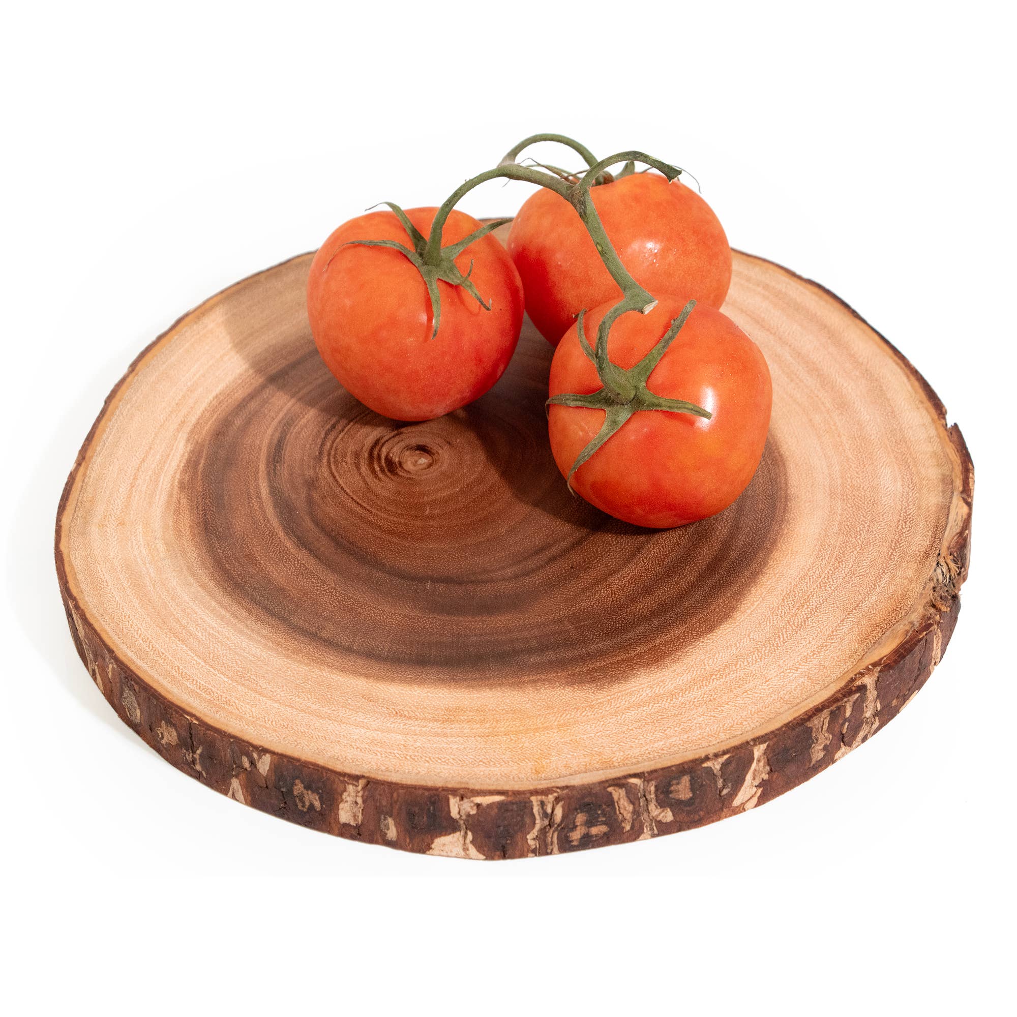 Andaluca - Wholesale Cheese Board - Bark Edge Round Teak Slice Charcuterie Board: 10-12"6
