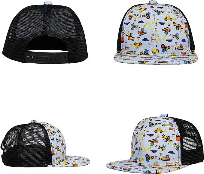 Funky Junque - Venta al por mayor Sombrero - Niños - Gorra Trucker de Visera Plana con Estampado de Construcción1