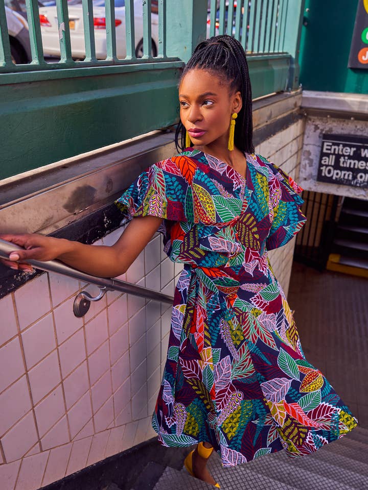 Short Wrap Dress Nakasesi - Butterfly Sleeves for wholesale by Amooti Store