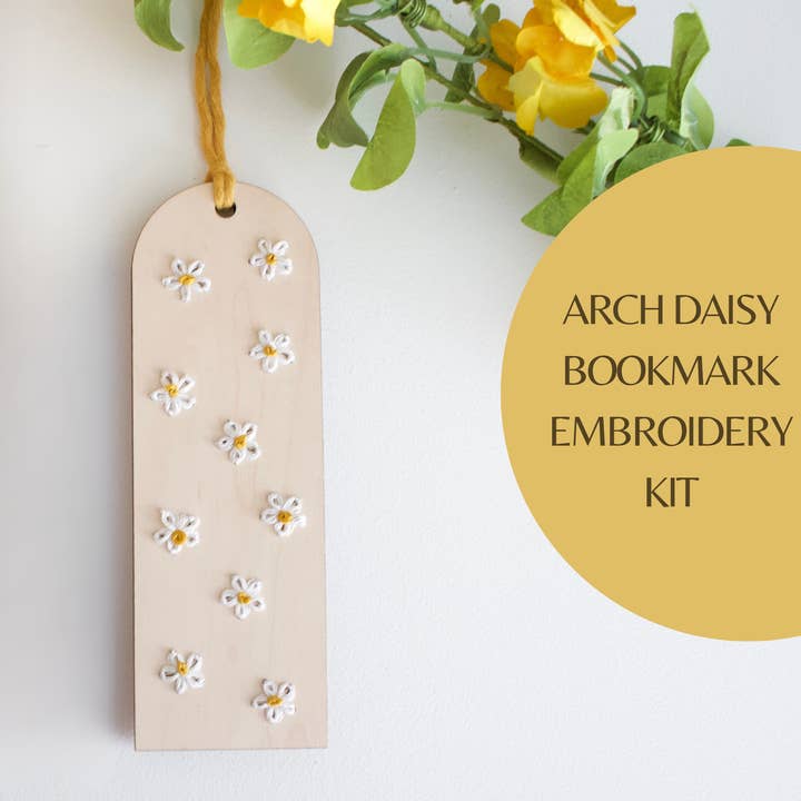 The HNB House – wholesale DIY-pysselkit – Bågformad Daisy Blomster Bokmärke DIY Broderikit