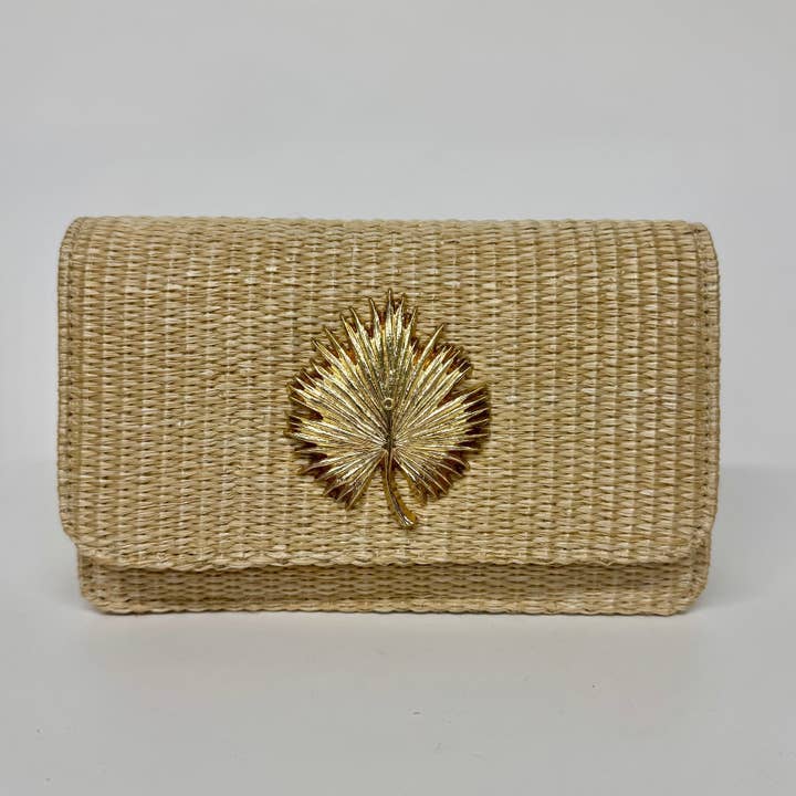 Lisi Lerch - Wholesale Clutch Bag - Women's - Ruby Straw Clutch- Gold Charm - WS6