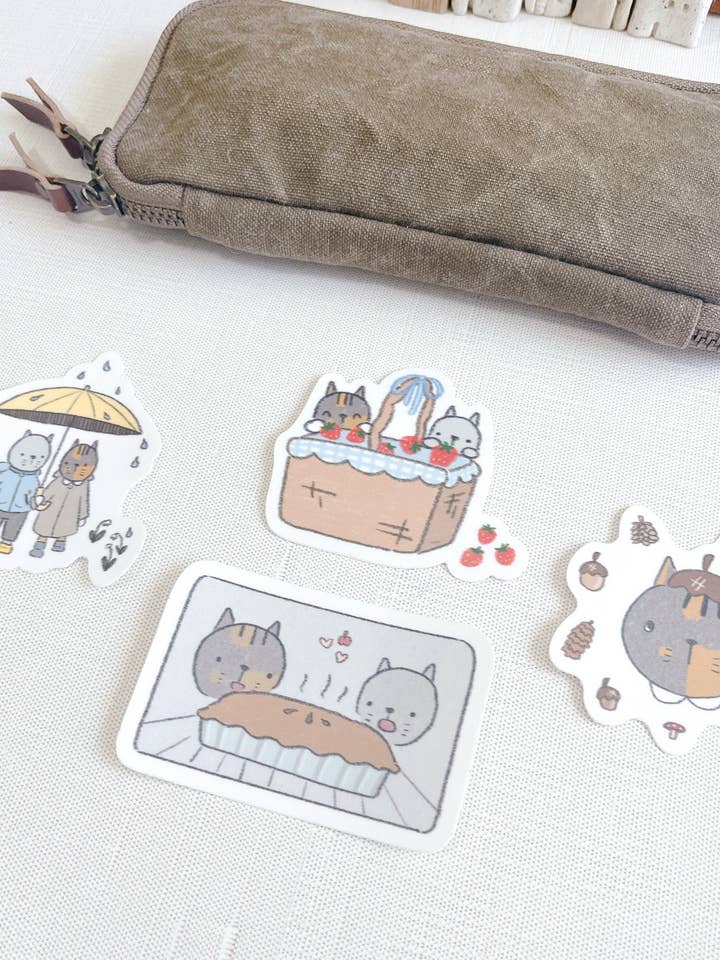 Kuboandlucy x Dana Ate Oatmeal Four Seasons Vinyl Die Cut Sticker for wholesale by Kuboandlucy Stationery Co