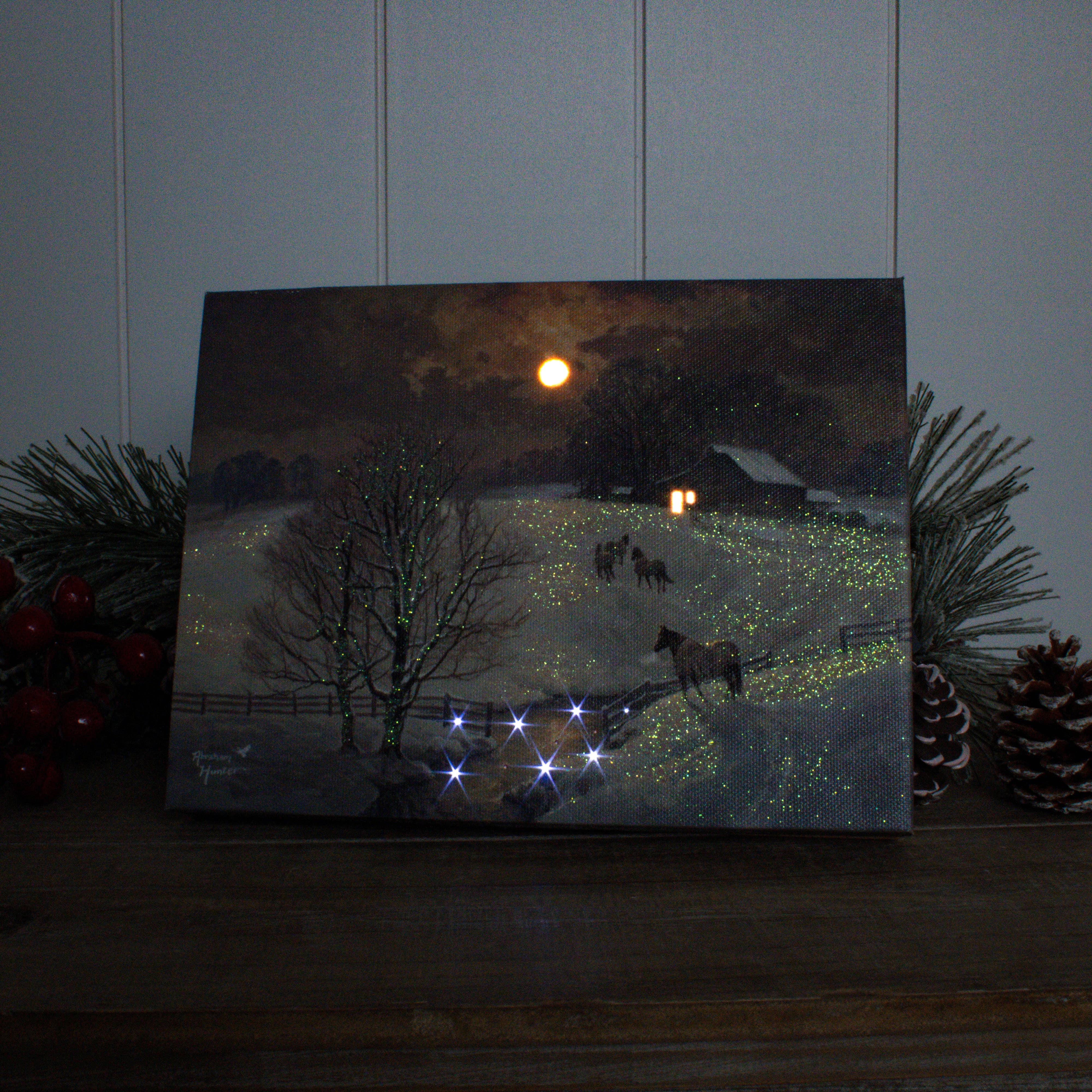 Glow Decor - Venta al por mayor Decoración navideña - Lienzo de mesa iluminado Frozen Fields de 8 x 6 pulgadas2