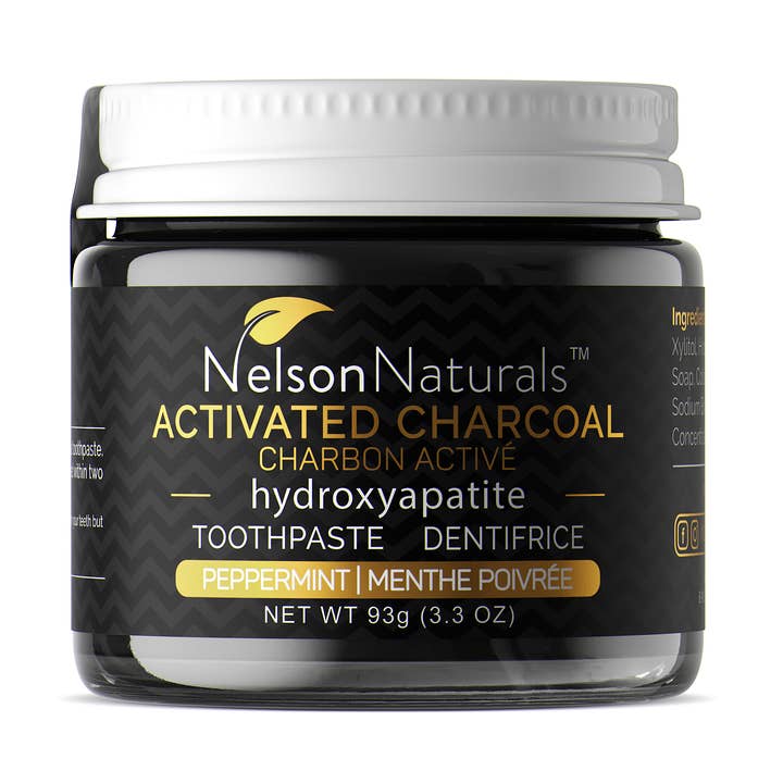 Activated Charcoal Peppermint w/hydroxyapatite 93g for wholesale by Nelson Naturals