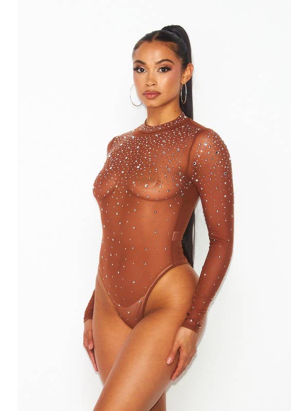 Boswell - Wholesale Bodysuit - Women's - Rhinestones Bodysuit