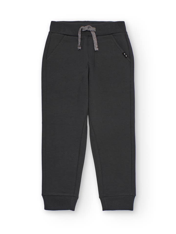 Dark gray jogger pants for boys with a two-tone drawstring for wholesale by tuc tuc