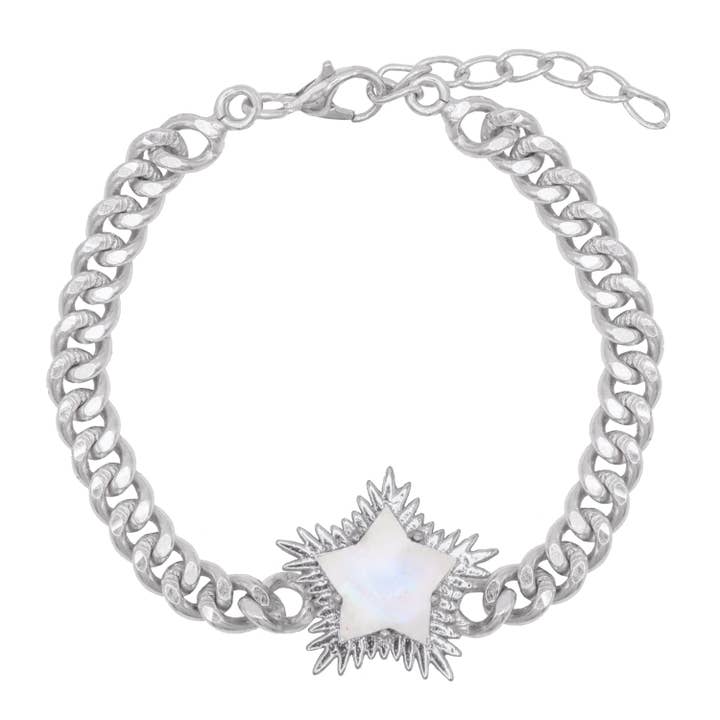 Bracelet Willa Moonstone Spiky Star | Argent sterling 925 pour la vente par LUNA CHARLES EMRA LTD