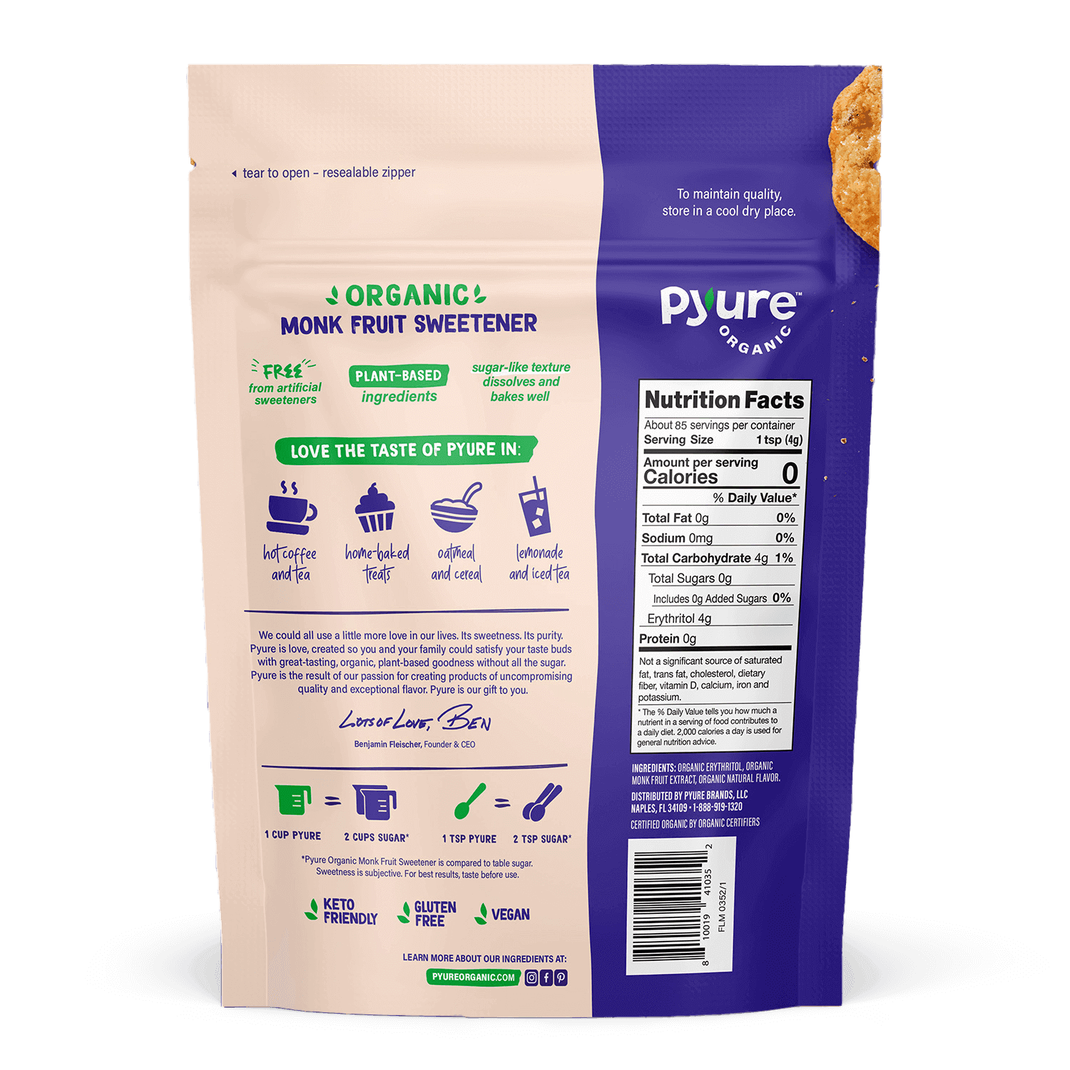Pyure Organic - Wholesale Sugar/Sweetener - Organic Monk Fruit Sweetener1