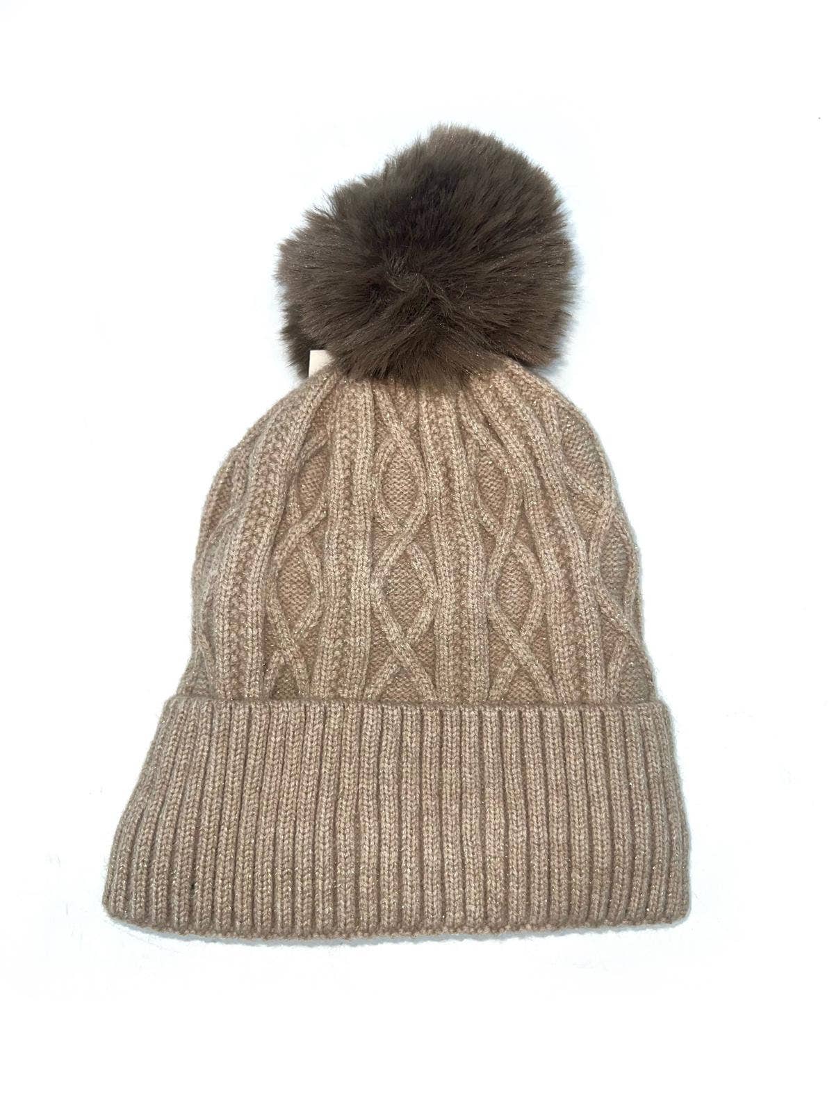 LINETA - Wholesale Beanie - Women's - BX-23 Unisex knit-effect beanie with sequins and pompom4