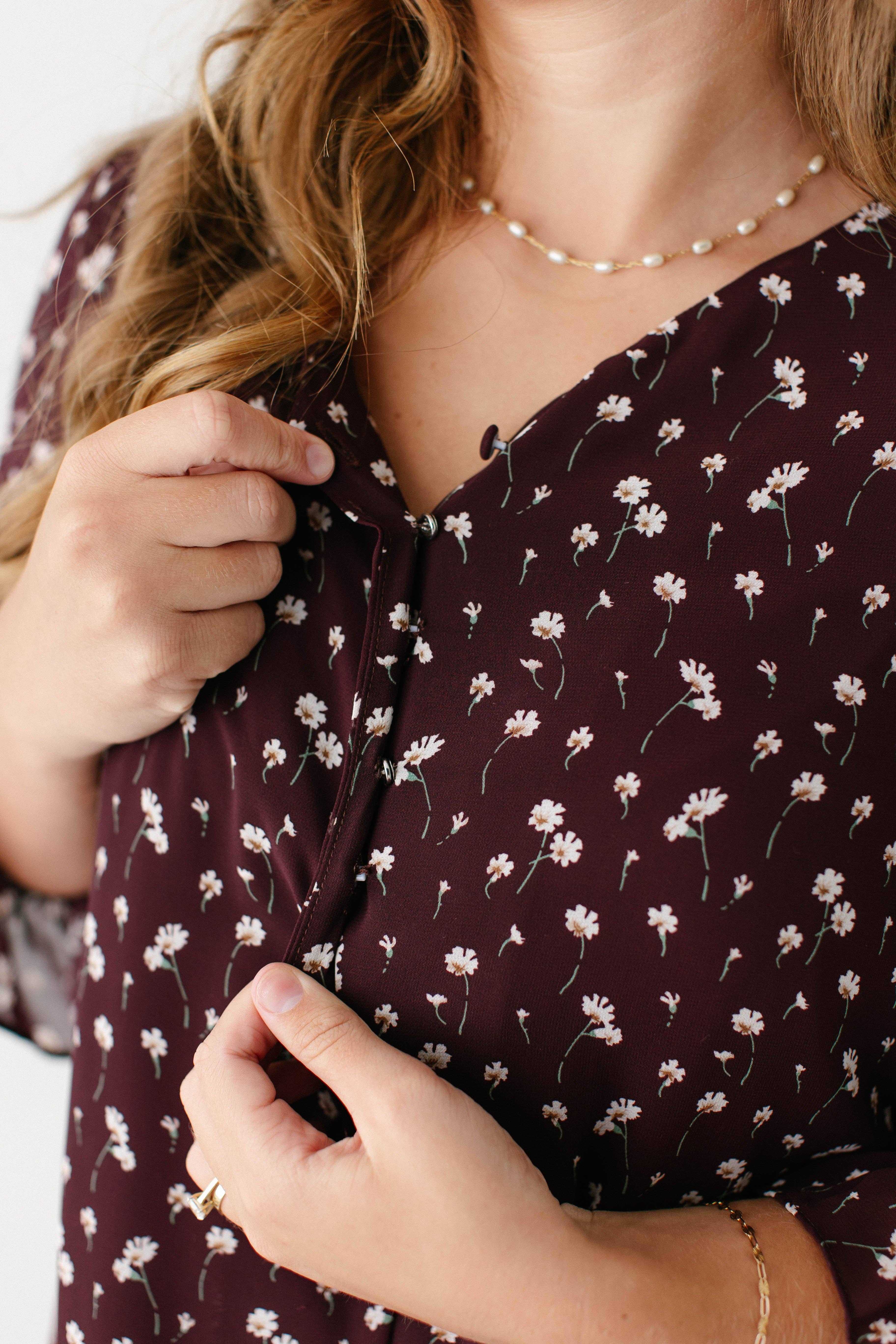 Vino Blusa floreale a maniche 3/4 'Clarissa' in vendita all'ingrosso su Faire2