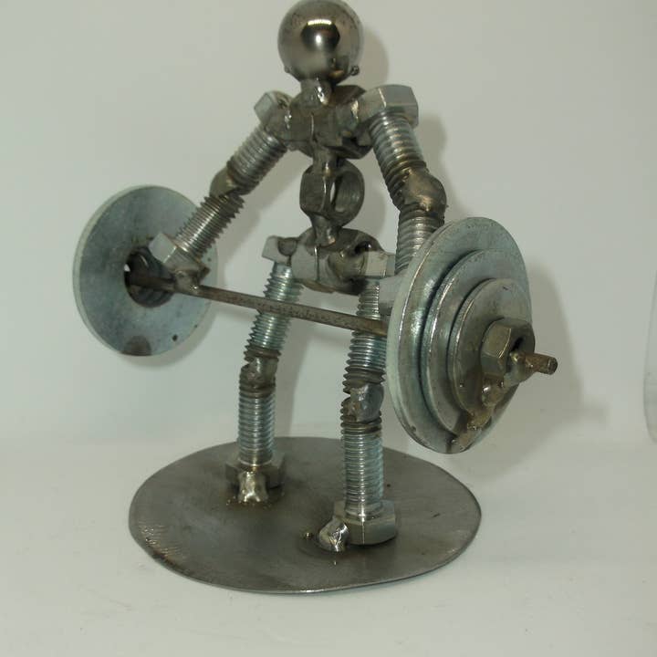 Creations Welded - Wholesale Decorative Figurine - Dead Lift Metal Bolt Figurine Weight Lifter