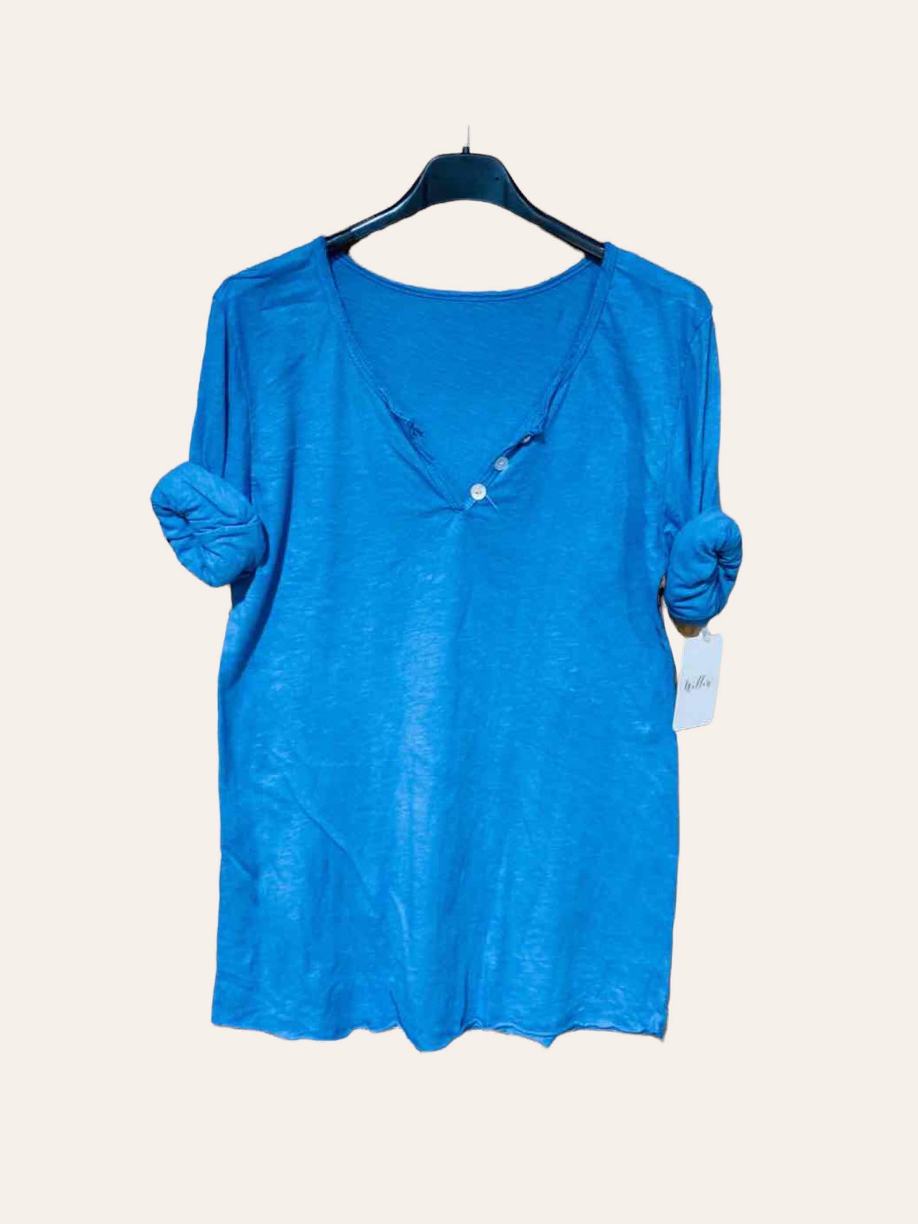 Moonsun - Wholesale T-Shirt - Women's - Plain long sleeve cotton T-shirt with Tunisian collar #30382